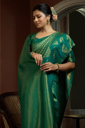 Garden Grove Green Kanjivaram Saree