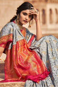 GIRIJA PRABHU in Cloudy Grey Kanjivaram Fusion Saree