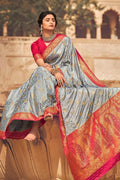 GIRIJA PRABHU in Cloudy Grey Kanjivaram Fusion Saree