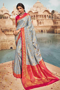 GIRIJA PRABHU in Cloudy Grey Kanjivaram Fusion Saree