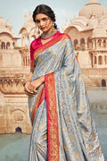 GIRIJA PRABHU in Cloudy Grey Kanjivaram Fusion Saree