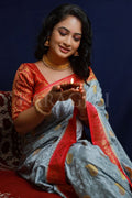 GIRIJA PRABHU in Cloudy Grey Kanjivaram Fusion Saree