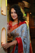 GIRIJA PRABHU in Cloudy Grey Kanjivaram Fusion Saree