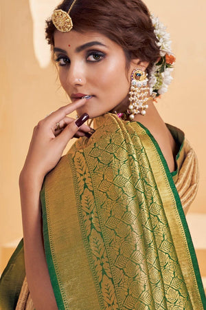 Golden Colour Kanjivaram Saree