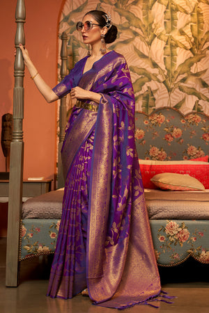 Grape Purple Banarasi Saree