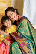 Kanjivaram Saree Green Blue Meenakari & Gold Zari Woven Handcrafted Kanjivaram Saree saree online