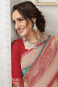 Kanjivaram Saree Green Red Woven Pastel Kanjivaram Saree - Special Wedding Edition saree online