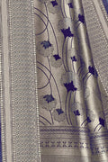 Kanjivaram Saree Grey Blue Woven Pastel Kanjivaram Saree - Special Wedding Edition saree online