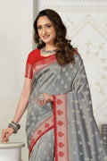 Kanjivaram Saree Grey Woven Pastel Kanjivaram Saree - Special Wedding Edition saree online