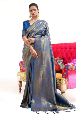 Havelock Blue Kanjivaram Saree