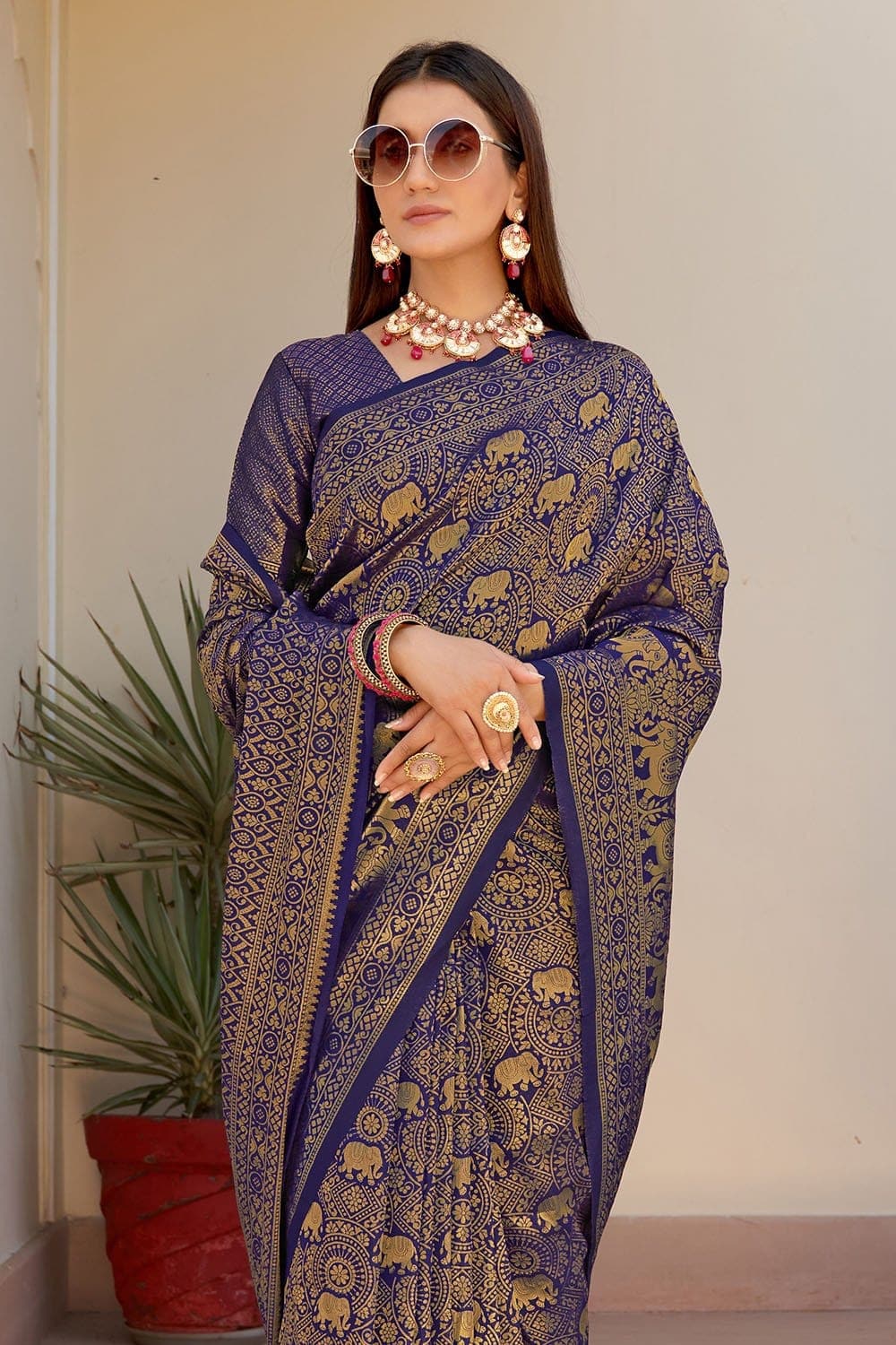 Indigo Green Multicolour Floral Pure Georgette Saree – Rustorange