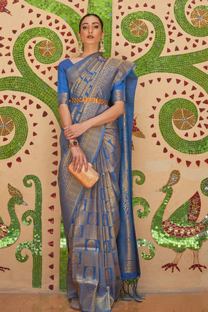 Indigo Blue Kanjivaram Saree