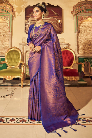 Iris Blue Kanjivaram Saree