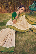 Ivory Off White Kanjivaram Saree