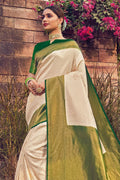 Ivory Off White Kanjivaram Saree