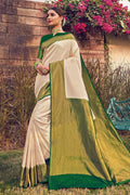 Ivory Off White Kanjivaram Saree