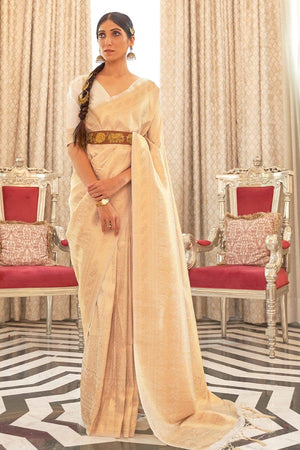 Ivory White Kanjivaram Saree
