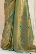 Jade Green Shimmery Kanjivaram Saree