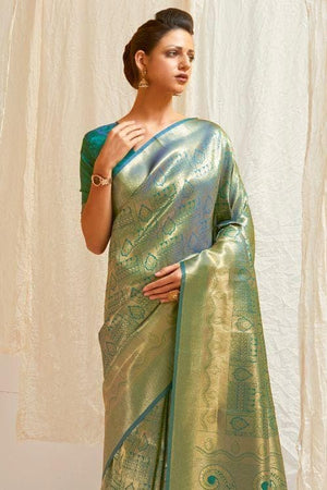 Kanjivaram Saree Jade Green Shimmery Kanjivaram Saree saree online