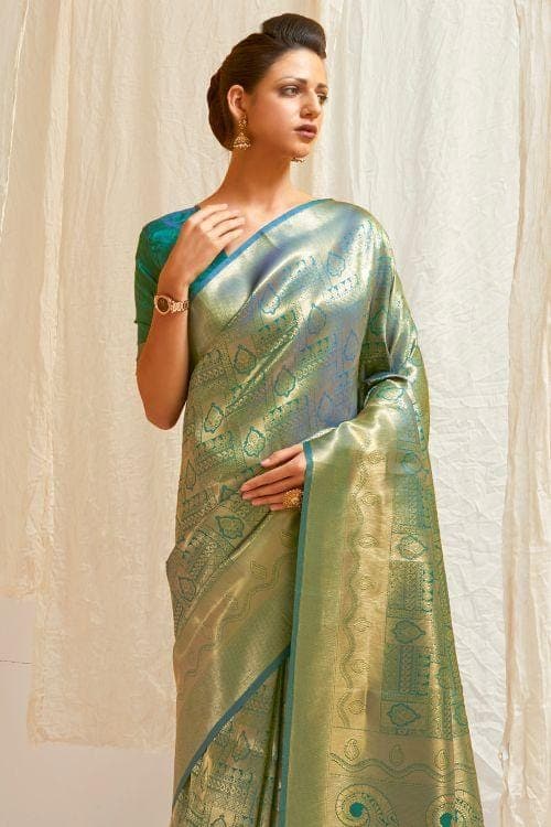 Kanjivaram Saree Jade Green Shimmery Kanjivaram Saree saree online
