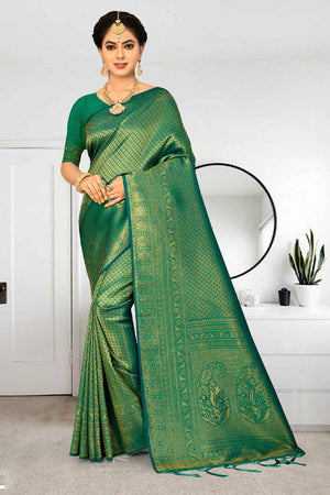 Jungle Green Kanjivaram Saree