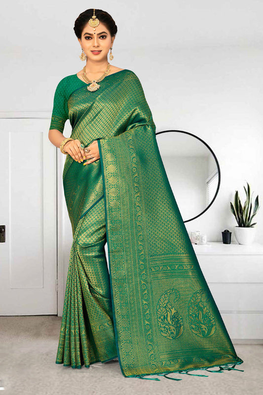 green kanjivaram saree