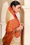 cream kanjivaram saree 