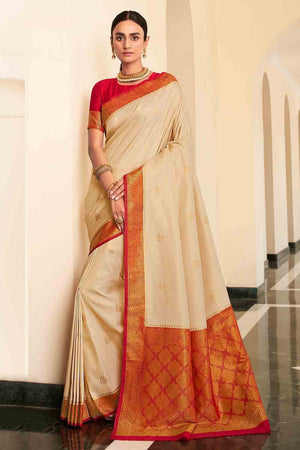 Latte Cream Kanjivaram Saree