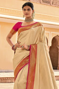 beige kanjivaram saree