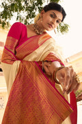 cream kanjivaram saree