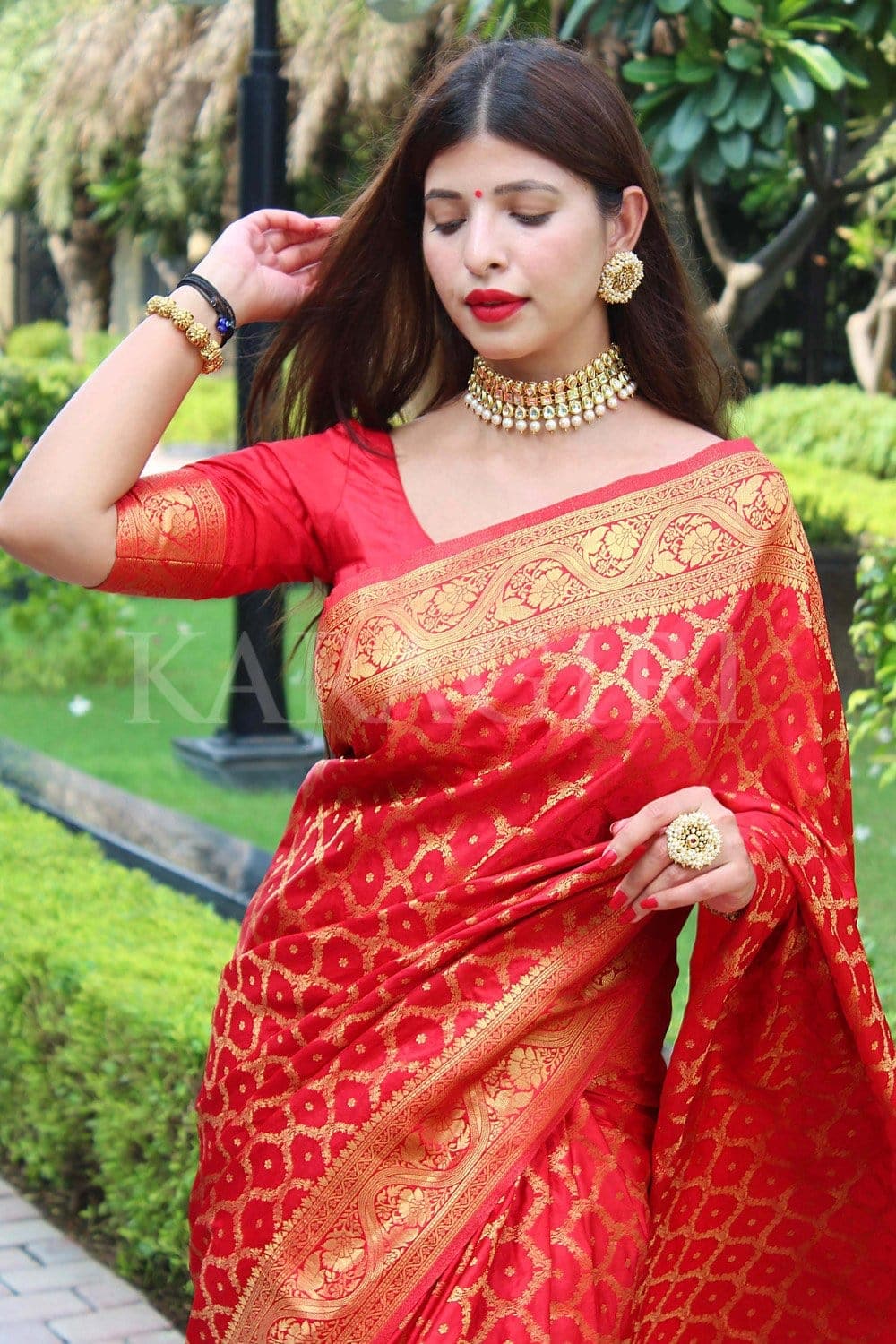 Karagiri Printed Saree : Buy Karagiri Womens Rose Red Digital Print Saree  with Unstitched Online | Nykaa Fashion