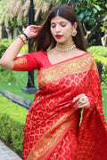 RESHMA SHINDE & LUCKII in Rose Red Kanjivaram Saree