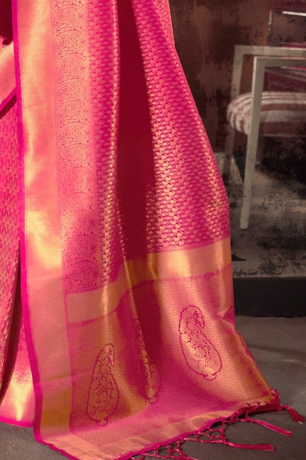 Pink Designer Kanjivaram Readymade/Easy Saree