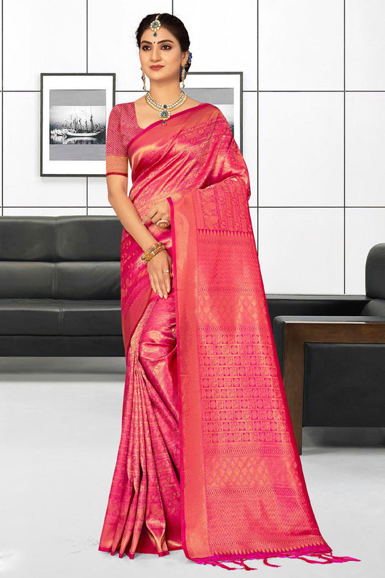 pink kanjivaram saree