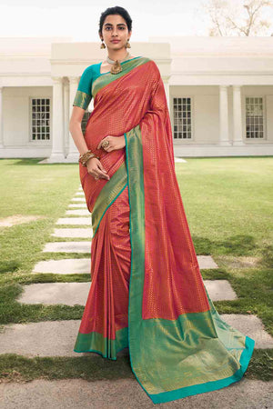 Mahogany Red Kanjivaram Saree