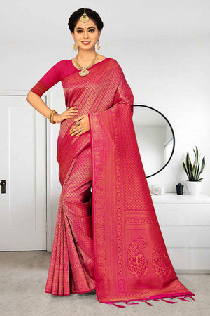Mangenta Pink Kanjivaram Saree