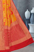 Kanjivaram Saree Merigold Orange Kanjivaram Saree saree online