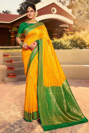 Merigold Orange Kanjivaram Saree