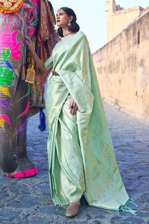 Mint Green Kanjivaram Saree