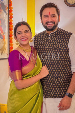 MITALI MAYEKAR in Olive Green Kanjivaram Saree