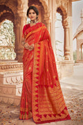MITALI MAYEKAR in Scarlet Red Kanjivaram Fusion Saree