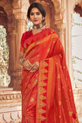 MITALI MAYEKAR in Scarlet Red Kanjivaram Fusion Saree