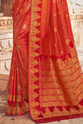 MITALI MAYEKAR in Scarlet Red Kanjivaram Fusion Saree