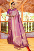 Kanjivaram Saree Mulberry Purple Zari Woven Kanjivaram Saree saree online