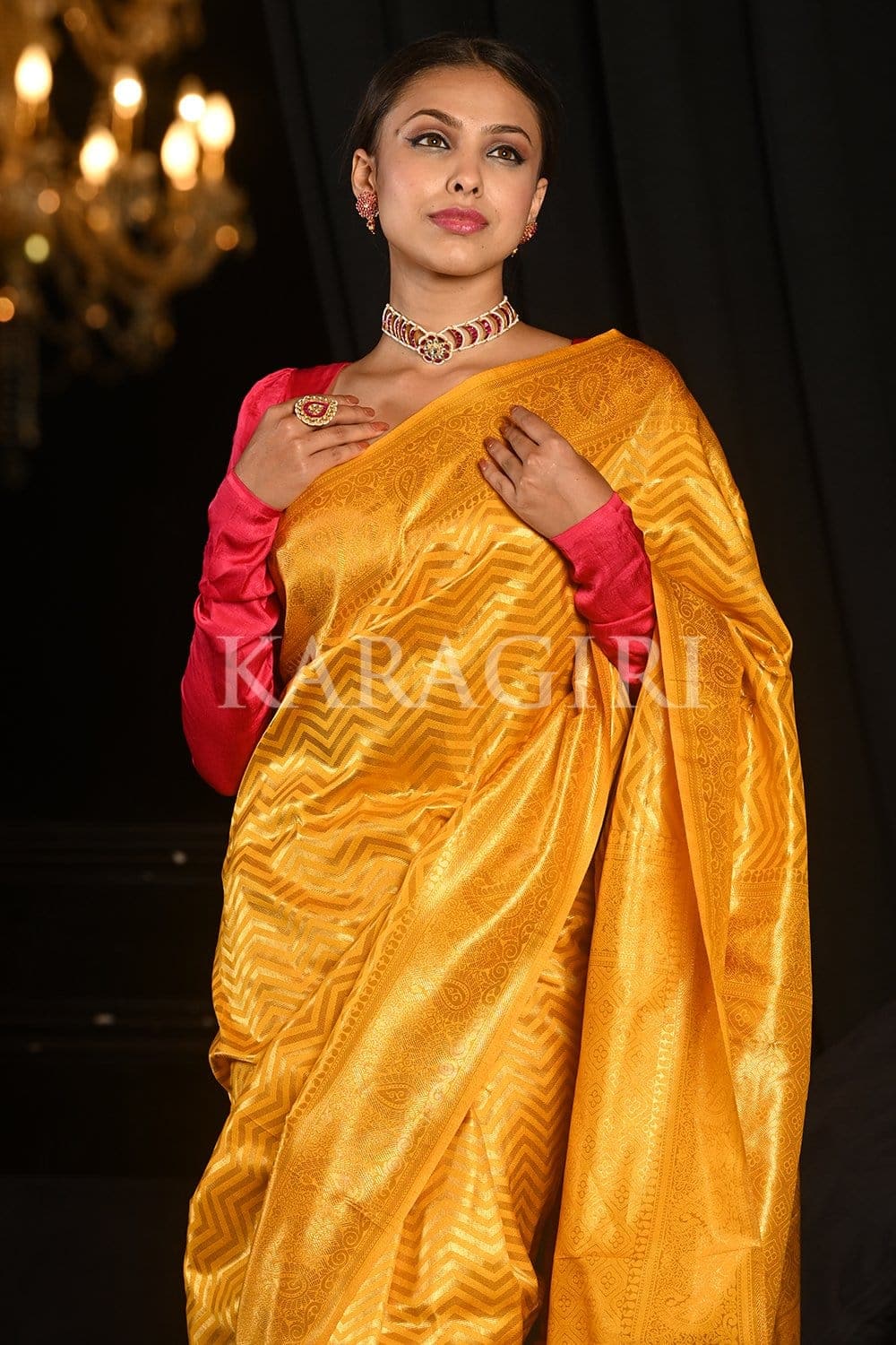 Buy online Yellow Silk Kanjivaram Saree With Blouse from ethnic wear for  Women by Sangam Prints for ₹2189 at 62% off | 2023 Limeroad.com