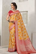 Kanjivaram Saree Mustard Yellow Woven Pastel Kanjivaram Saree - Special Wedding Edition saree online