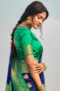 Navy Blue Kanjivaram Fusion Saree