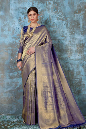 Navy Blue Woven Kanjivaram Saree - Special Wedding Edition