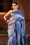 Kanjivaram Saree Ocean Blue Kanjivaram Saree saree online