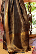 Kanjivaram Saree Oil Black Zari Woven Kanjivaram Saree saree online